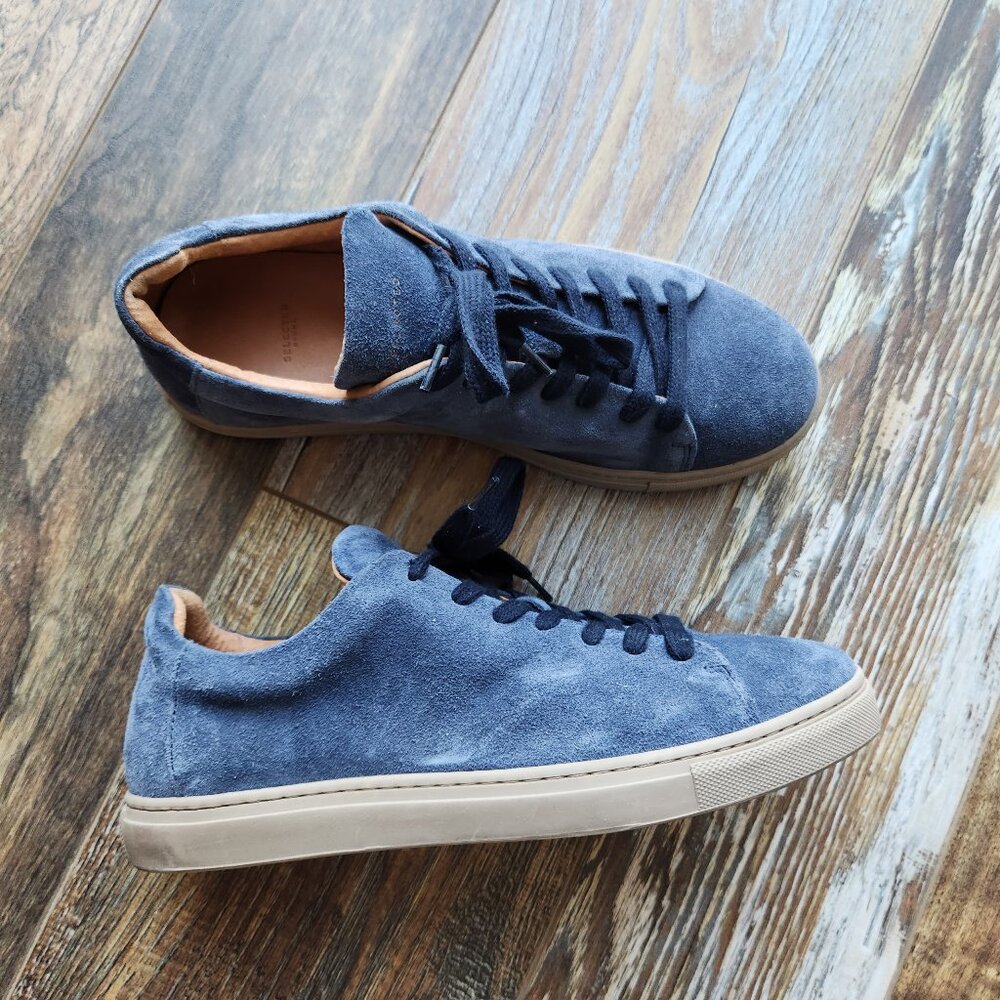 Selected Homme David Suede Low Top Trainer Sneakers Lace Up Blue